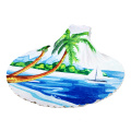 Soft microfiber coral fleece fabric round beach towel