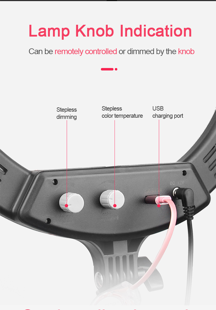 Anillo de luz LED con soporte y soporte para teléfono Kit de luces de círculo grande de 14 pulgadas para fotografía / transmisión en vivo