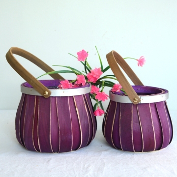 drum-like wood chip flower  basket