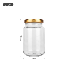 270ml round glass jam jars with 63mm lid