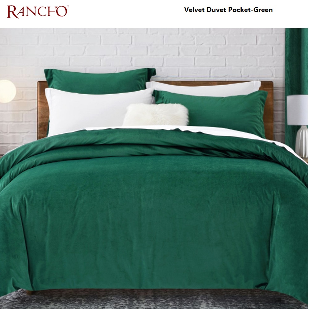 Rancho wholesale OKOTEX Queen Size Velvet fabric thick Duvet Pocket and quilt Cover Set