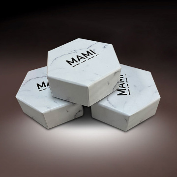 Hexagon Custom Logo Marble Jewellery Gift Box