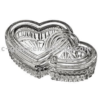 Heart to Heart Shape Glass Jewelry Jar