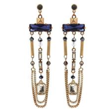 Personalized inlay sapphire gold hanging earrings 2012 new design