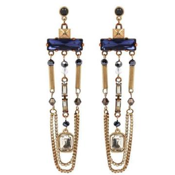 Personalized inlay sapphire gold hanging earrings 2012 new design