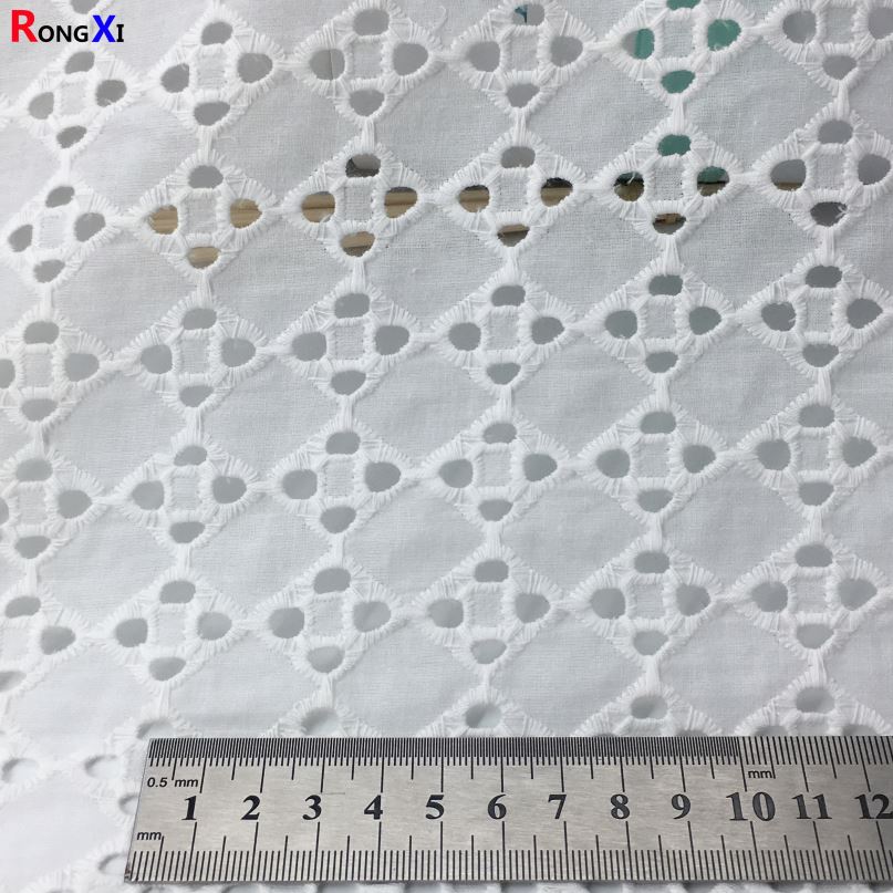 RXF0604 New Design khaki 100% Embroidered Cotton Shirt Lace Fabric