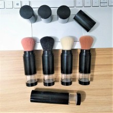 Refillable Kabuki Powder Brush with Short Handle and Dispensing Pump
