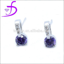 2014 fashion earring Amethyst with tiny white CZ sutd earring silver meterial
