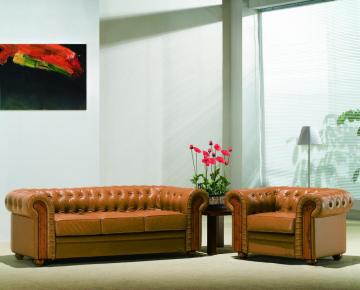 Furniture Leather Office Sofa Set - Brown