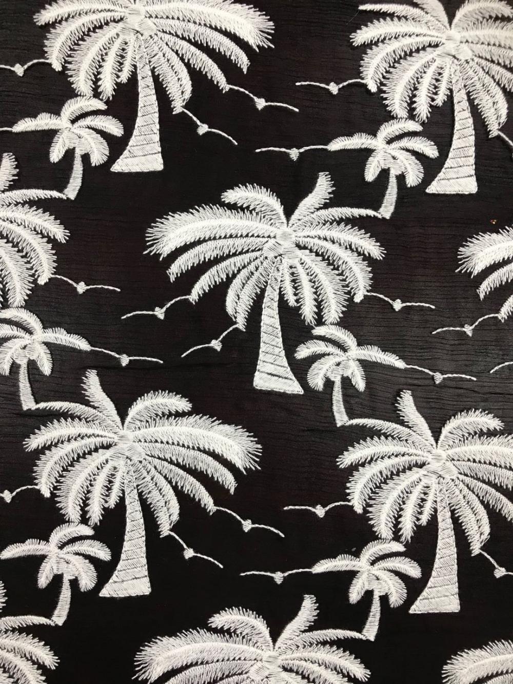 coconut tree design Chiffon Embroider Fabric