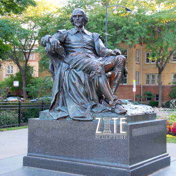 Garden School Decoration Life Size Sitting Bronze Shakespeare Statue