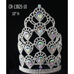 New Fashion AB Rhinestone Heart Pageant Crowns