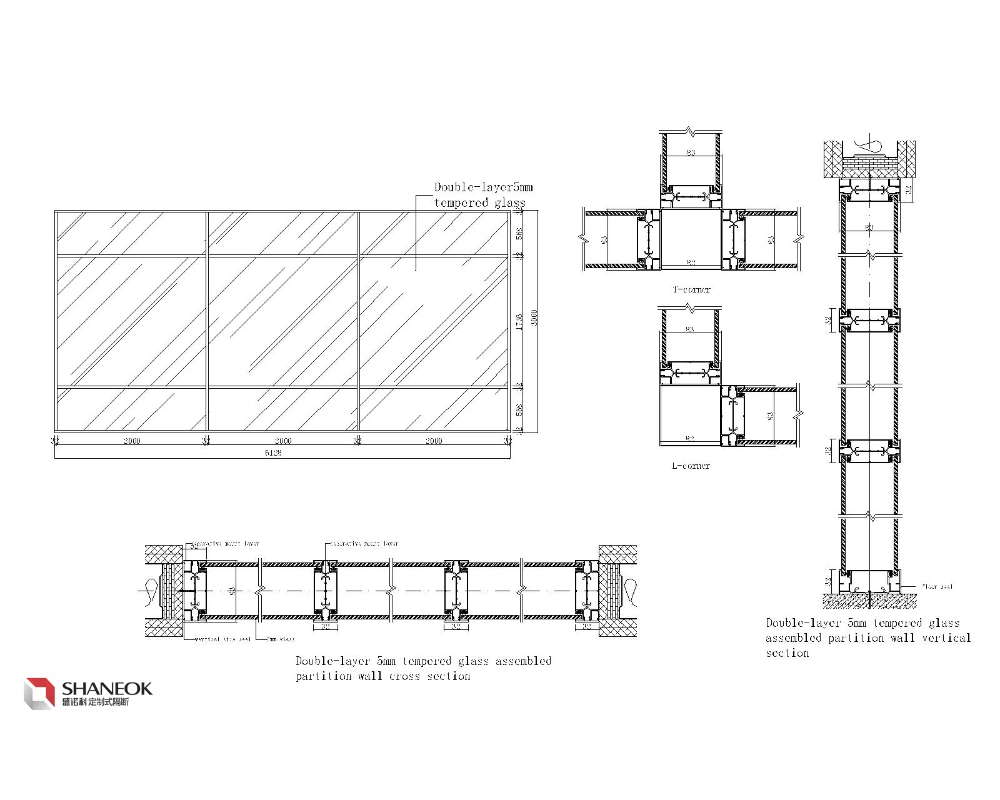 Shaneok Customize Versatile Glass Wall for Office Partition