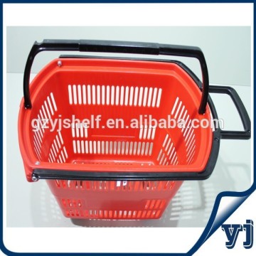 Red shopping baskets with wheels/grocery shop basket/cheap shopping baskets