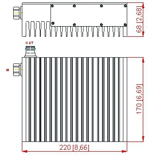 550-6000MHz 4.3-10 Male to 4.3-10 Female 50W RF Low Pim Attenuator