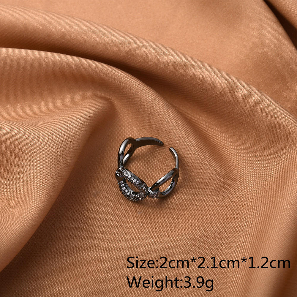 High quality adjustable black gun plating opening rings personality initial rings for women minimalist jewelry wholesale