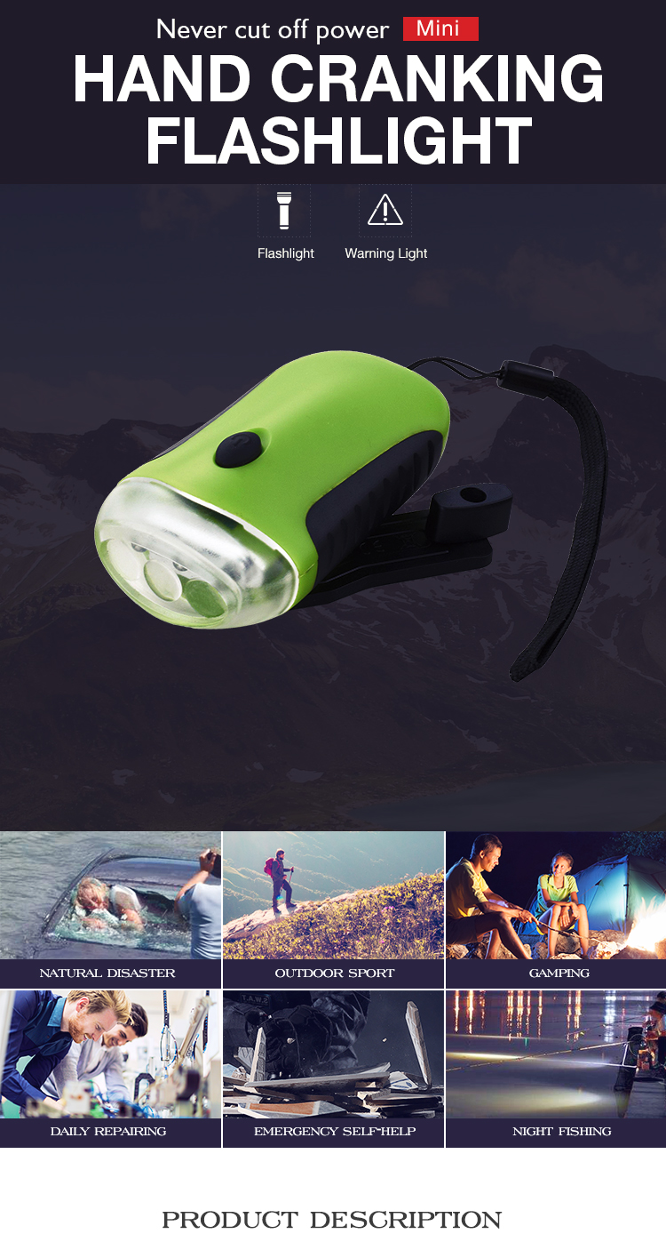 Wholesale Manual Storage Crank Dynamo Torch Mini Cheap Hand Crank Self Charging LED Flashlight For emergency