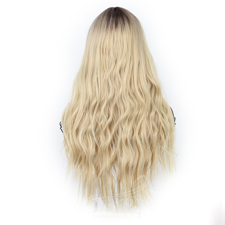 High Quality Wig Good Private Label Cheap Wholesale Price Natural Wave Ombre Blonde Hair Synthetic Hair Wig With Lace
