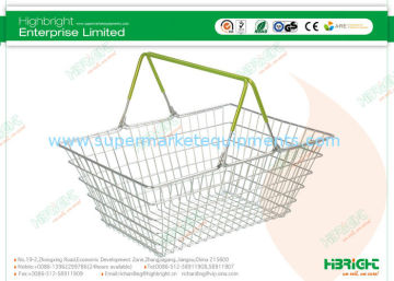 Large Bright Steel Wire Double Handle Supermarket Shopping Baskets