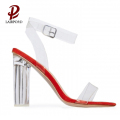 sliver Paint heel clear PVC sequins sandals