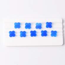Blue Agate Flat Back Four Leaf Clover Cutting