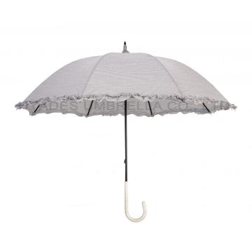 Ruffle Lace Women&#39;s Manual Open Straight Umbrella