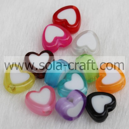 4*8*9MM Bicolor Acrylic Crystal Heart Charm Beads Pattern