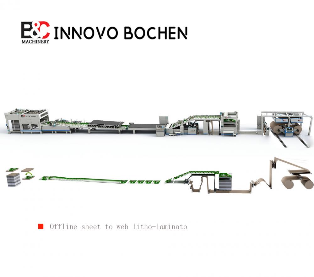 Offline sheet to web litho-laminator