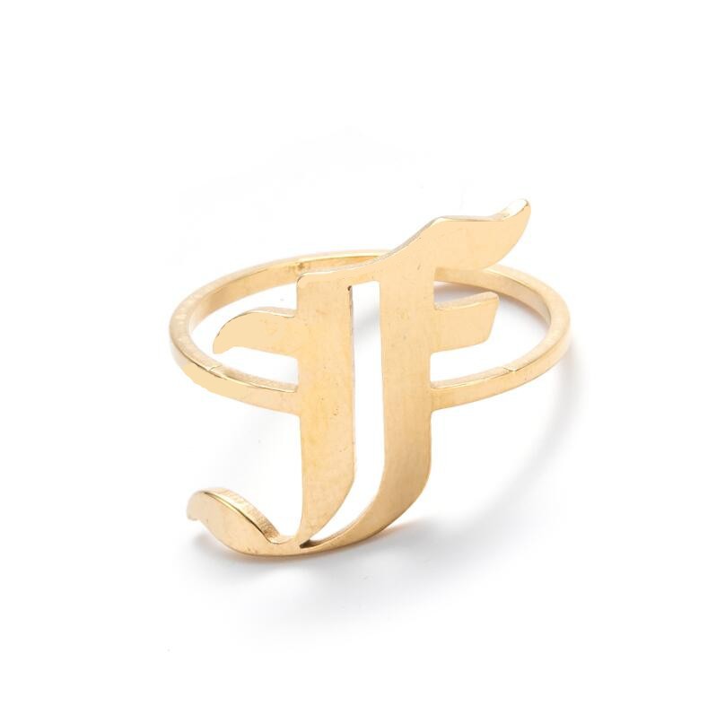 26 alphabet letter rings 18k gold initial rings letter old english font letter ring stainless steel