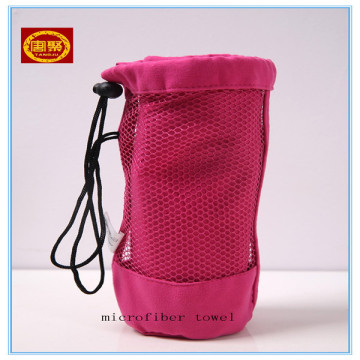 Quick dry microfiber towel,customized microfiber towel,high absorbent microfiber towel with mesh bag woven