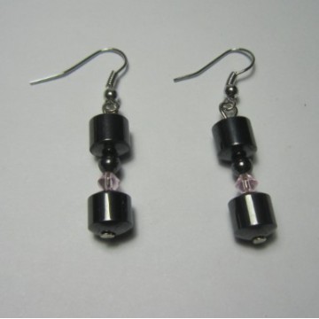 Hematite Earring with silver color finding