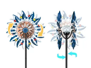 Colorful Solar Wind Spinner Outdoor Metal for Garden Decor Lamp