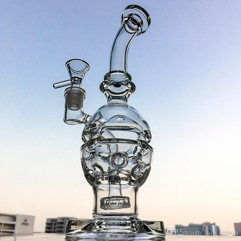 Clear Fab Egg Glass Bong Water Pipes With 14mm Bowl Piece Matrix Perc Recycler Hookahs Dab Rigs Smoking Bongs MFE01