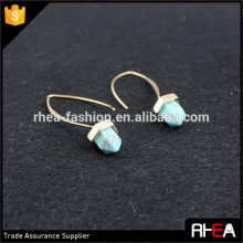Boho 18K Gold Color Earring,Fashion Turquoise Stone Alloy Drop Earring,Stone Rivet Earring
