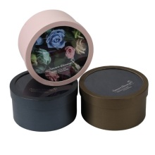 Flower packaging box round with PVC window