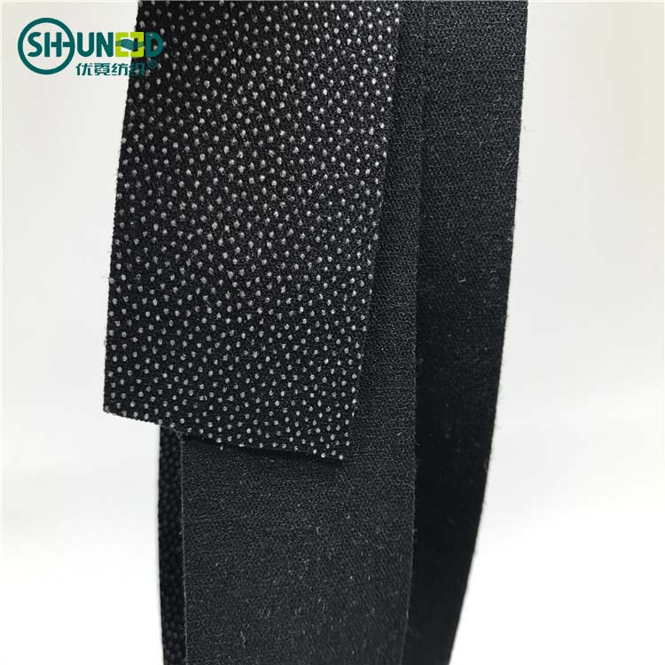 High quality fusible woven 100% polyester stretch waistband interlining waistband high elastic adhesive dot fuse for trousers