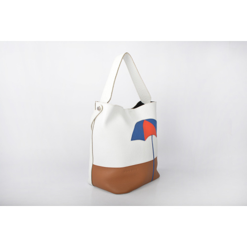 Fancy Stylish High-capacity Cowhide Bucket Bag For Girls