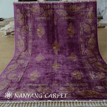 6.56'x9.84' Purple Oriental Silk Turkish Rug Handmade
