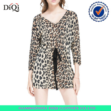 ladies sexy sweater dress leopard pattern wool knit sweater dress