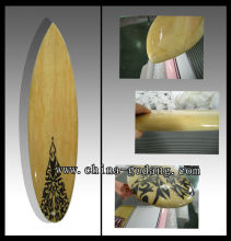 Full bamboo design fiberglass short surfboard