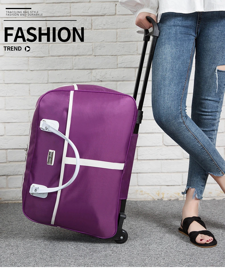 Wholesale Lightweight Spinner Travel Soft Nylon Oxford Trolley Luggage Bag