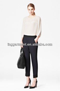 Ladies Round Neck Pure Silk Crepe Shirt Top