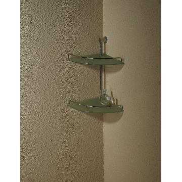 Double Corner Commodity Shelf/bathroom accessories/glass+Zinc+brass/ch