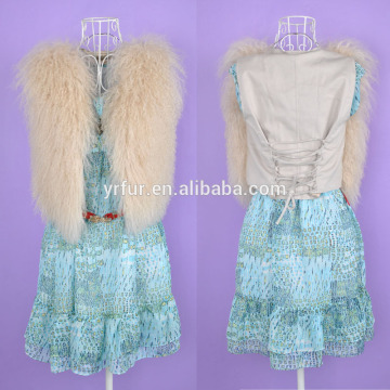 YR159 Sleeveless Genuine Sheep Fur Short Women Real Fur Vest