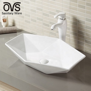 Irregular Shape Ceramic Table Top Wash Basin Vessel Sinks for Countertops