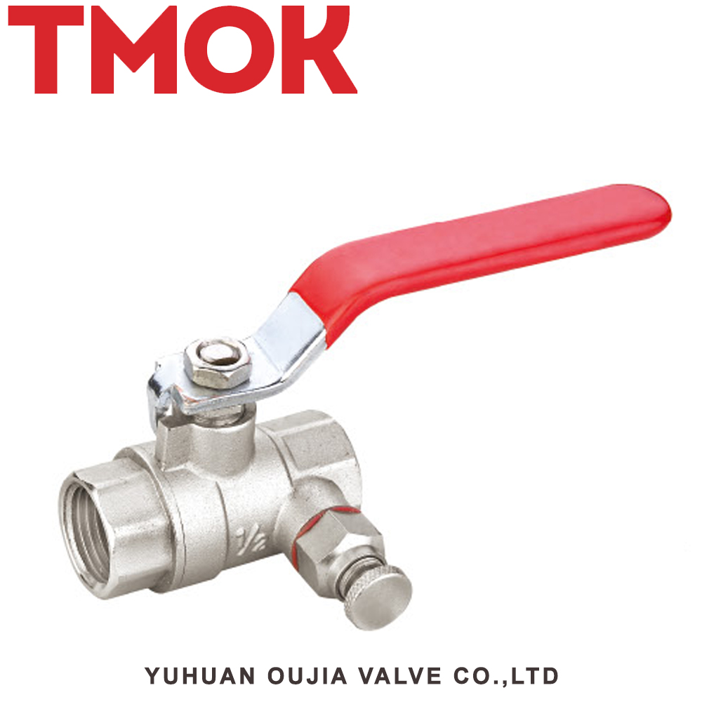 High quality Red Handle brass ball valve with drain