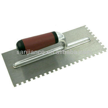 Plastic handle carbon steel blade notched plastering trowel