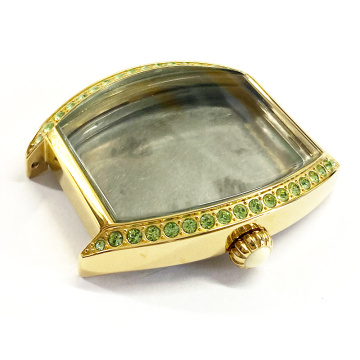 Lady's Tonneau shape watch case with diamond setting