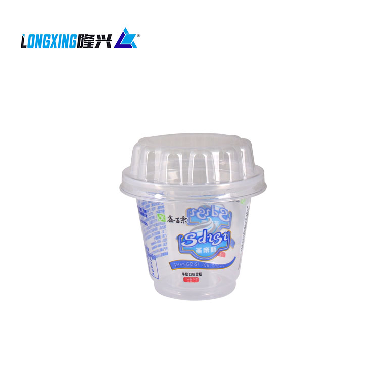 wholesale disposable transparent ice cream custom print plastic cup with lid