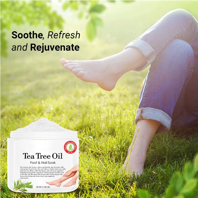 100% Natural Tea Tree Foot & Nail Soak for Dry Cracked Feet with Epsom Salt